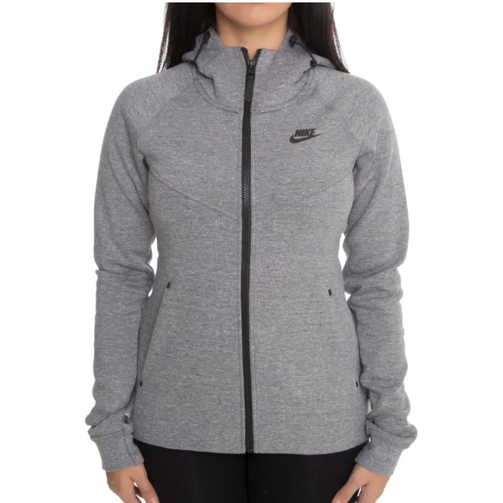 Nike Sportswear Tech Fleece Full Zip Hoodie Jacket - Women's Size L - Gray